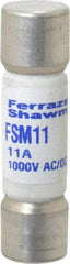 Ferraz Shawmut - 1,000 VAC/VDC, 11 Amp, Fast-Acting Multimeter Fuse - 38mm OAL, 20 at AC/DC kA Rating, 10.3mm Diam - Caliber Tooling