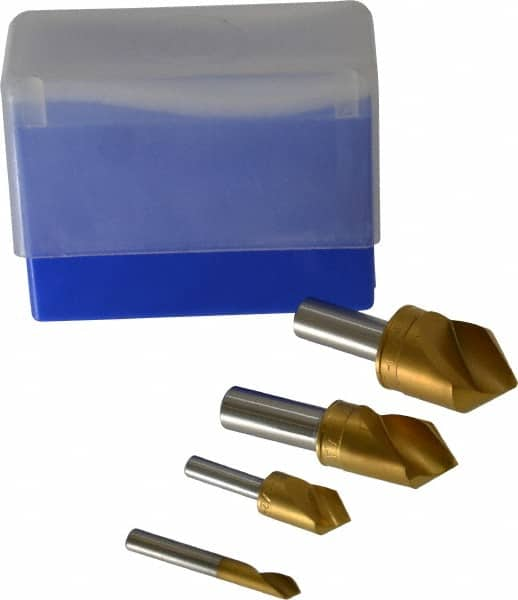 M.A. Ford - 4 Piece, 1/4 to 1" Head Diam, 82° Included Angle, Single End Countersink Set - Caliber Tooling