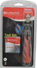 Shaviv - 3 Piece, High Speed Steel Blade, Hand Deburring Tool Set - F Blade Holder, For Hole Edge - Caliber Tooling