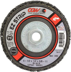 Camel Grinding Wheels - 4-1/2" Coarse Grade Silicon Carbide Deburring Disc - 5/8-11 Threaded Center Hole, Arbor Connection, Black, 11,000 Max RPM - Caliber Tooling