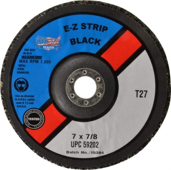 Camel Grinding Wheels - 7" Very Coarse Grade Silicon Carbide Deburring Disc - 7/8" Center Hole, Arbor Connection, Black, 7,000 Max RPM - Caliber Tooling