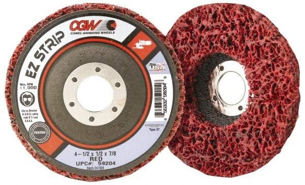 Camel Grinding Wheels - 7" Very Coarse Grade Silicon Carbide Deburring Disc - 7/8" Center Hole, Arbor Connection, Red, 7,000 Max RPM - Caliber Tooling