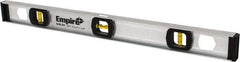 Empire Level - 24" Long 3 Vial I-Beam Level - Aluminum, Silver, 1 Level & 2 Plumb Vials - Caliber Tooling