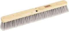 Harper Brush - 18" Smooth Surface Synthetic Push Broom - 3" Bristle Length, Wood Block, Threaded Handle Connection, Handle Sold Separately - Caliber Tooling