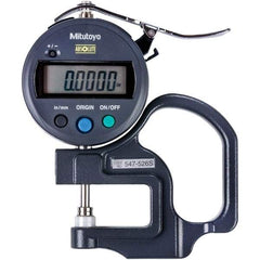 Mitutoyo - 0mm to 12mm Measurement, 0.001mm Resolution Electronic Thickness Gage - Accurate up to 0.0002", 1.5 N Measuring Force - Caliber Tooling