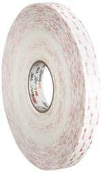 3M - 1" x 36 Yd Acrylic Adhesive Double Sided Tape - 45 mil Thick, White, Acrylic Foam Liner, Continuous Roll, Series 4950 - Caliber Tooling