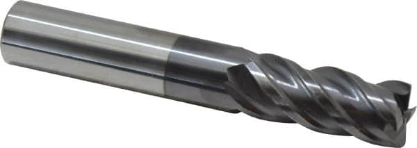 ProMax - 9/16", 4 Flute, Single End, Solid Carbide, 0.03" Corner Radius End Mill - 3-1/2" OAL, 40° Helix, Right Hand Flute, 1-1/4" LOC, Right Hand Cut - Caliber Tooling