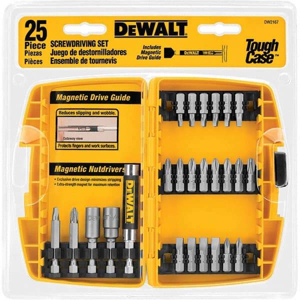 DeWALT - 25 Piece, Screwdriver Bit Set - SQ1, SQ2, SQ3, 1/4" Drive - Caliber Tooling