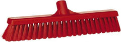 Vikan - 16" Fine Particle Synthetic Push Broom - 2" Bristle Length, Plastic Block, European Threaded Handle Connection - Caliber Tooling