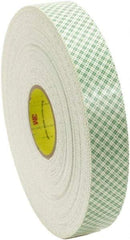 3M - 1/2" x 36 Yd Acrylic Adhesive Double Sided Tape - 62 mil Thick, Off-White, Foam Liner - Caliber Tooling