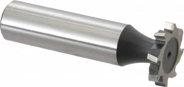 Interstate - 3/4" Diam x 1/8" Face Width, Cobalt, 10 Teeth, Shank Connection Woodruff Keyseat Cutter - Uncoated, 2-1/8" OAL x 1/2" Shank, Staggered Teeth, ANSI 406, Old Standard 7 - Caliber Tooling