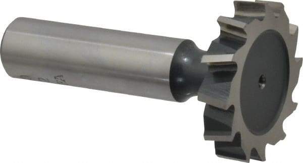 Interstate - 1-1/4" Diam x 1/4" Face Width, Cobalt, 14 Teeth, Shank Connection Woodruff Keyseat Cutter - Uncoated, 2-1/4" OAL x 1/2" Shank, Staggered Teeth, ANSI 810, Old Standard 21 - Caliber Tooling