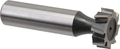 Interstate - 3/4" Diam x 1/4" Face Width, Cobalt, 10 Teeth, Shank Connection Woodruff Keyseat Cutter - Uncoated, 2-1/4" OAL x 1/2" Shank, Staggered Teeth, ANSI 806, Old Standard 91 - Caliber Tooling