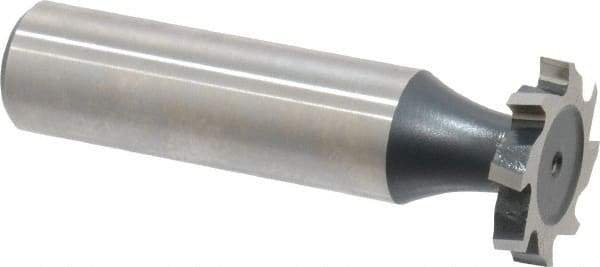 Interstate - 3/4" Diam x 1/8" Face Width, High Speed Steel, 10 Teeth, Shank Connection Woodruff Keyseat Cutter - Uncoated, 2-1/8" OAL x 1/2" Shank, Staggered Teeth, ANSI 406, Old Standard 7 - Caliber Tooling