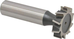 Interstate - 1" Diam x 1/4" Face Width, High Speed Steel, 12 Teeth, Shank Connection Woodruff Keyseat Cutter - Uncoated, 2-1/4" OAL x 1/2" Shank, Staggered Teeth, ANSI 808, Old Standard 15 - Caliber Tooling