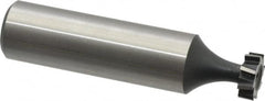 Interstate - 3/8" Diam x 1/8" Face Width, High Speed Steel, 6 Teeth, Shank Connection Woodruff Keyseat Cutter - Uncoated, 2-1/8" OAL x 1/2" Shank, Staggered Teeth, ANSI 403, Old Standard 213 - Caliber Tooling