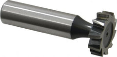 Interstate - 7/8" Diam x 1/4" Face Width, High Speed Steel, 10 Teeth, Shank Connection Woodruff Keyseat Cutter - Uncoated, 2-1/4" OAL x 1/2" Shank, Staggered Teeth, ANSI 807, Old Standard A - Caliber Tooling