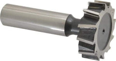 Interstate - 1-1/4" Diam x 3/8" Face Width, High Speed Steel, 14 Teeth, Shank Connection Woodruff Keyseat Cutter - Uncoated, 2-3/8" OAL x 1/2" Shank, Staggered Teeth, ANSI 1210, Old Standard E - Caliber Tooling