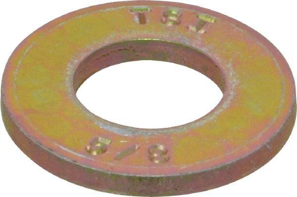 Made in USA - 5/8" Screw, Grade 8 Alloy Steel SAE Flat Washer - 21/32" ID x 1-5/16" OD, 0.146" Thick, Zinc Yellow Dichromate Finish - Caliber Tooling