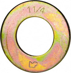 Made in USA - 1-1/4" Screw, Grade 8 Alloy Steel SAE Flat Washer - 1-3/8" ID x 2-1/2" OD, 0.16" Thick, Zinc Yellow Dichromate Finish - Caliber Tooling