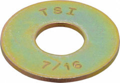 Made in USA - 7/16" Screw, Grade 8 Alloy Steel USS Flat Washer - 0.495" ID x 1.28" OD, 0.104" Thick, Zinc Yellow Dichromate Finish - Caliber Tooling