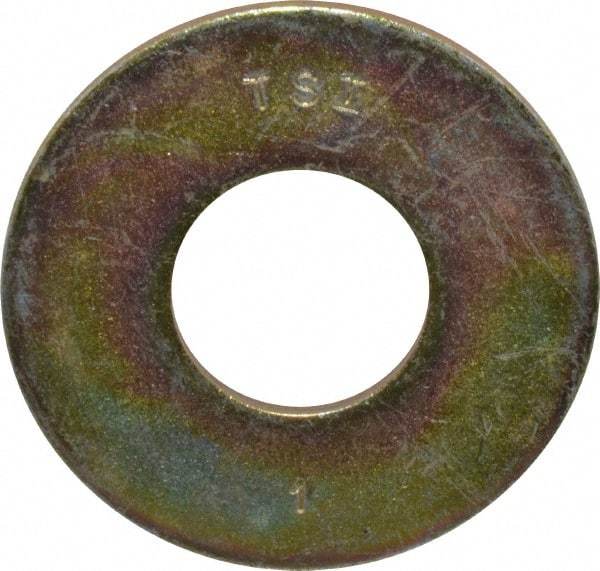 Made in USA - 1" Screw, Grade 8 Alloy Steel USS Flat Washer - 1.055" ID x 2.53" OD, 0.192" Thick, Zinc Yellow Dichromate Finish - Caliber Tooling