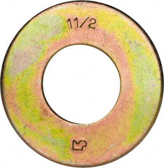 Made in USA - 1-1/2" Screw, Grade 8 Alloy Steel USS Flat Washer - 1.615" ID x 3.545" OD, 0.213" Thick, Zinc Yellow Dichromate Finish - Caliber Tooling