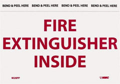 NMC - Fire Extinguisher Inside, Pressure Sensitive Vinyl Fire Sign - 5" Wide x 3" High - Caliber Tooling