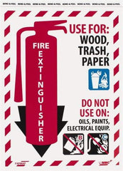 NMC - Fire Extinguisher - Use for: Wood, Paper, Trash - Do Not Use on: Oils, Paints, Electrical Equipment, Pressure Sensitive Vinyl Fire Sign - 9" Wide x 12" High - Caliber Tooling