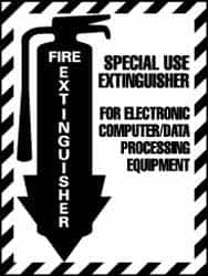 NMC - Fire Extinguisher, Pressure Sensitive Vinyl Fire Sign - 9" Wide x 12" High - Caliber Tooling