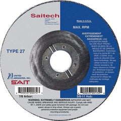 Sait - 5" Wheel Diam, 3/32" Wheel Thickness, 7/8" Arbor Hole, Type 27 Depressed Center Wheel - Ceramic, Resinoid Bond, 12,200 Max RPM, Compatible with Angle Grinder - Caliber Tooling