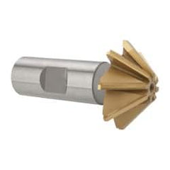 Whitney Tool Co. - 1-1/2" Diam x 1/2" Width of Cut, 45° Included Angle, Shank Connection, Carbide Tipped Single Angle Cutter - 3/4" Shank Diam, 2-3/4" Overall Length, Right Hand Cut, TiN Coated - Caliber Tooling