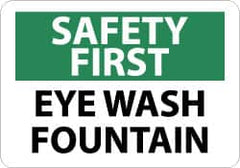 NMC - "Safety First - Eye Wash Fountain", 10" Long x 14" Wide, Aluminum Safety Sign - Rectangle, 0.04" Thick, Use for First Aid - Caliber Tooling