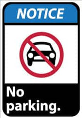 NMC - "Notice - No Parking", 14" Long x 10" Wide, Pressure-Sensitive Vinyl Safety Sign - Rectangle, 0.004" Thick, Use for Security & Admittance - Caliber Tooling