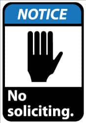 NMC - "Notice - No Soliciting", 14" Long x 10" Wide, Aluminum Safety Sign - Rectangle, 0.04" Thick, Use for Security & Admittance - Caliber Tooling