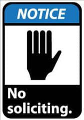 NMC - "Notice - No Soliciting", 14" Long x 10" Wide, Aluminum Safety Sign - Rectangle, 0.04" Thick, Use for Security & Admittance - Caliber Tooling