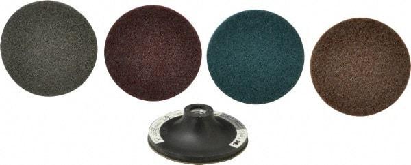 3M - 5 Piece, 4" Disc Diam, Abrasive Disc Kit - Nonwoven, Coarse, Medium, Very Fine, Super Fine Grade, Aluminum Oxide\xB6Silicon Carbide - Caliber Tooling