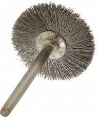 Anderson - 1" OD, 1/8" Shank Diam, Crimped Stainless Steel Wheel Brush - 0.005" Filament Diam, 25,000 RPM - Caliber Tooling