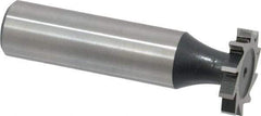 Interstate - 3/4" Diam x 1/8" Face Width, High Speed Steel, 10 Teeth, Shank Connection Woodruff Keyseat Cutter - Uncoated, 2-1/8" OAL x 1/2" Shank, Straight Teeth, ANSI 406, Old Standard 7 - Caliber Tooling