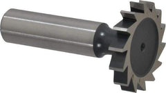 Interstate - 1-1/4" Diam x 7/32" Face Width, High Speed Steel, 14 Teeth, Shank Connection Woodruff Keyseat Cutter - Uncoated, 2-7/32" OAL x 1/2" Shank, Straight Teeth, ANSI 710, Old Standard 20 - Caliber Tooling