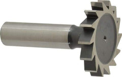 Interstate - 1-1/2" Diam x 1/4" Face Width, High Speed Steel, 16 Teeth, Shank Connection Woodruff Keyseat Cutter - Uncoated, 2-1/4" OAL x 1/2" Shank, Straight Teeth, ANSI 812, Old Standard 24 - Caliber Tooling