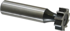 Interstate - 3/4" Diam x 1/4" Face Width, High Speed Steel, 10 Teeth, Shank Connection Woodruff Keyseat Cutter - Uncoated, 2-1/4" OAL x 1/2" Shank, Straight Teeth, ANSI 806, Old Standard 91 - Caliber Tooling