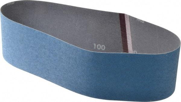 Norton - 3" Wide x 24" OAL, 100 Grit, Zirconia Alumina Abrasive Belt - Zirconia Alumina, Fine, Coated, Y Weighted Cloth Backing, Series 3X - Caliber Tooling