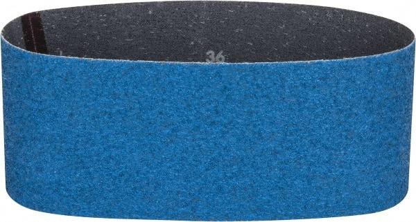 Norton - 4" Wide x 24" OAL, 36 Grit, Zirconia Alumina Abrasive Belt - Zirconia Alumina, Very Coarse, Coated, Y Weighted Cloth Backing, Series 3X - Caliber Tooling