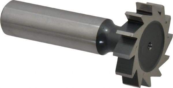 Interstate - 1-1/8" Diam x 1/4" Face Width, Cobalt, 12 Teeth, Shank Connection Woodruff Keyseat Cutter - Uncoated, 2-1/4" OAL x 1/2" Shank, Straight Teeth, ANSI 809, Old Standard 18 - Caliber Tooling