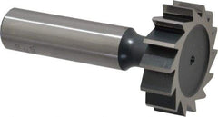 Interstate - 1-1/4" Diam x 3/8" Face Width, Cobalt, 14 Teeth, Shank Connection Woodruff Keyseat Cutter - Uncoated, 2-3/8" OAL x 1/2" Shank, Straight Teeth, ANSI 1210, Old Standard E - Caliber Tooling