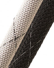 Techflex - Black/White Braided Expandable Cable Sleeve - 50' Coil Length, -103 to 257°F - Caliber Tooling