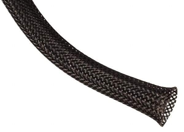 Techflex - Black Braided Expandable Cable Sleeve - 200' Coil Length, -103 to 257°F - Caliber Tooling