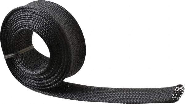 Techflex - Black Braided Expandable Cable Sleeve - 10' Coil Length, -103 to 257°F - Caliber Tooling