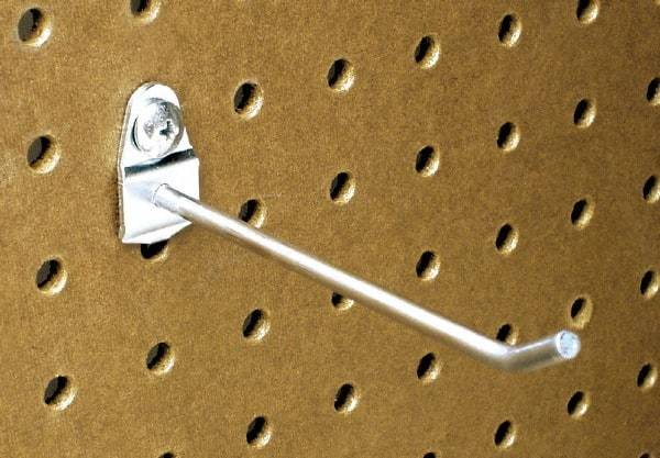 Triton - 3/16" Diam, 4" Long Single Angled End Pegboard Hook - 4-5/8" Projection, 30° Bend, 1/2" Bend Length, Steel - Caliber Tooling